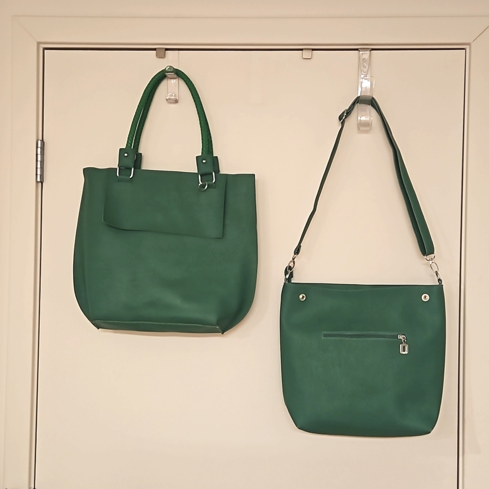 OUKU Green 2 bags in one handbag clutch adjustable shoulder bag see photos